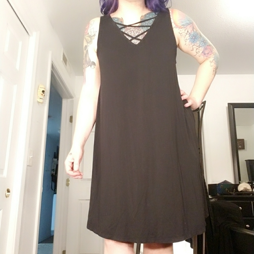 Lace up at chest dress